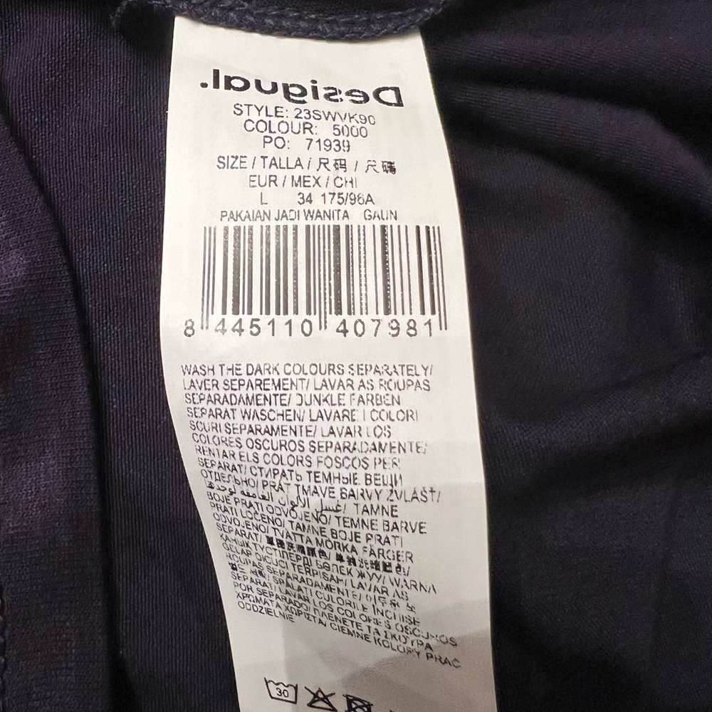 New Desigual Long Combination Tulle Dress In Navy sz large - Picture 13 of 14